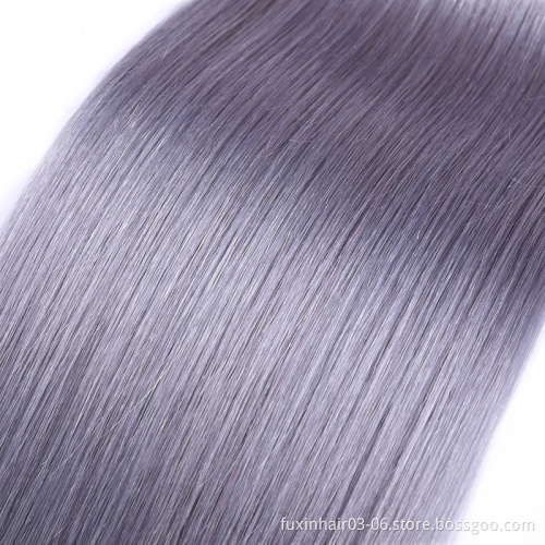 Human Hair Weaving Bundles Remy Hair Brazilian Hair Silky Straight Wave Machine Grey New Arrival Ombre Color 1b 8A Grade